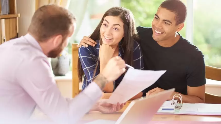 Couple talking about their mortgage